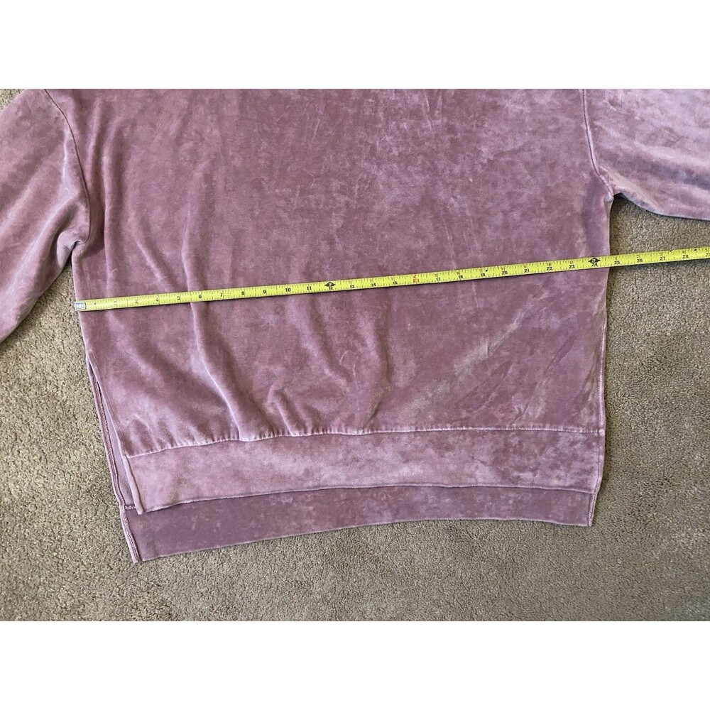 Dusty Pink Velour Drop Shoulder Boxy Crewneck Top Cozy Chic Women’s XL - Picture 9 of 13